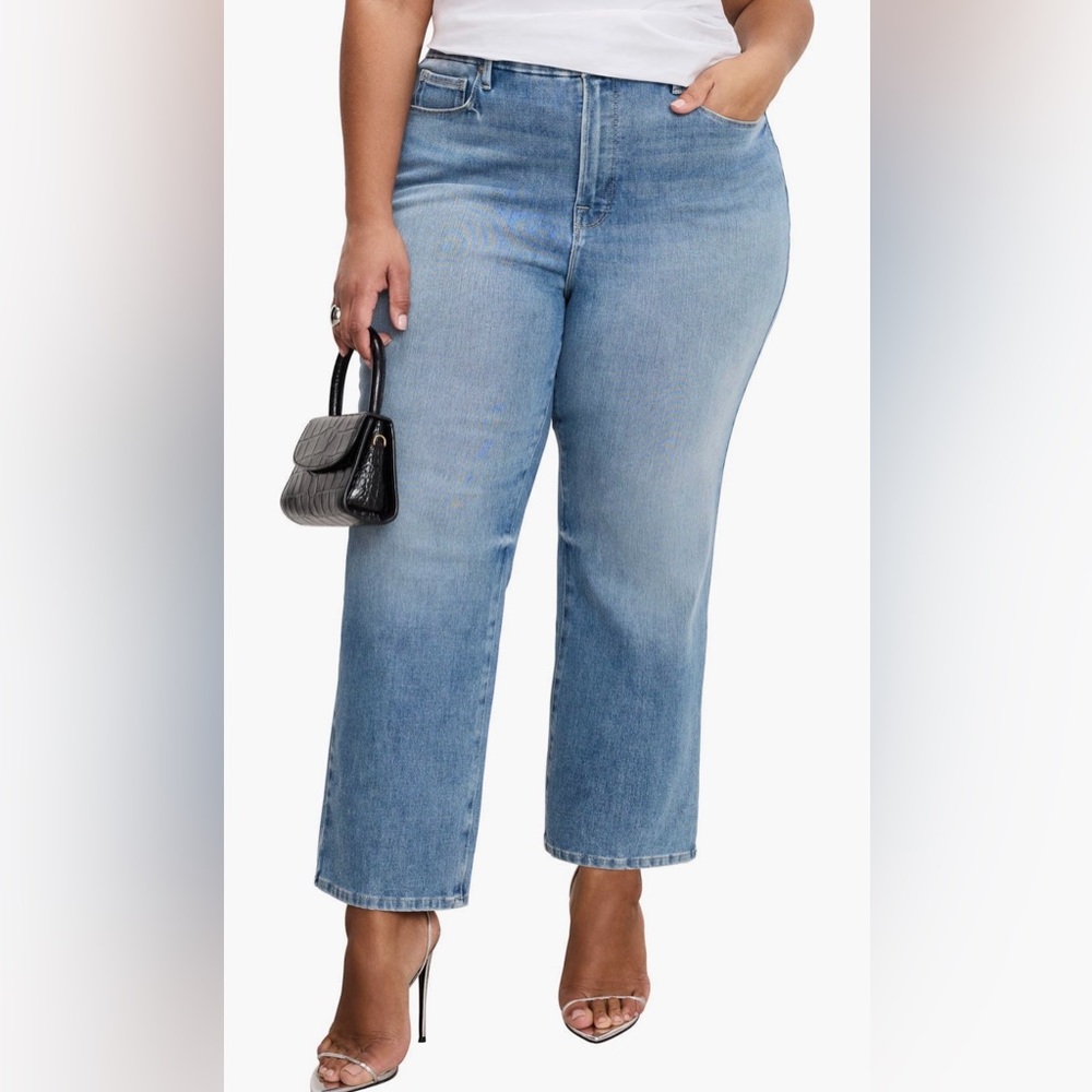 Good American - Good Legs Soft-Tech, High Waist Ankle, Straight Leg Jeans